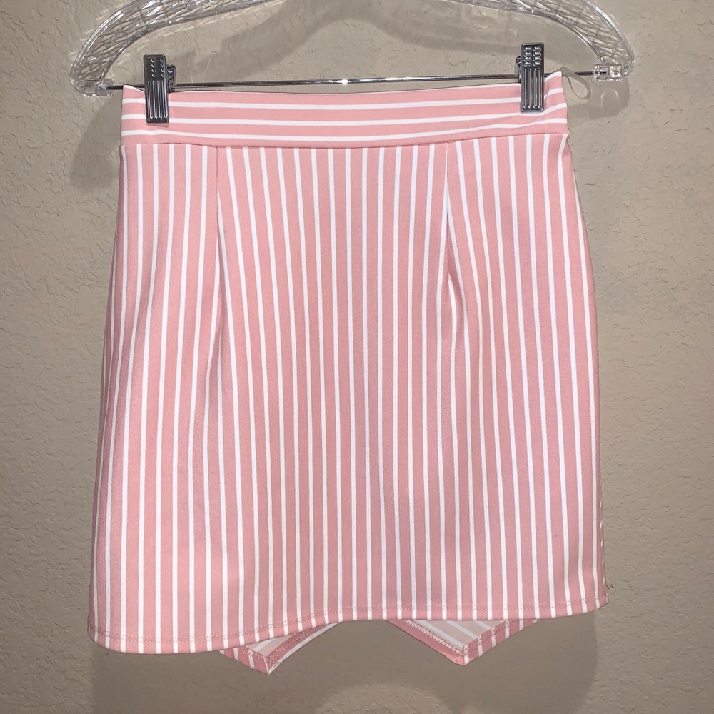 Envelope Skirt High Rise Pink & White Stripe - Picture 3 of 4